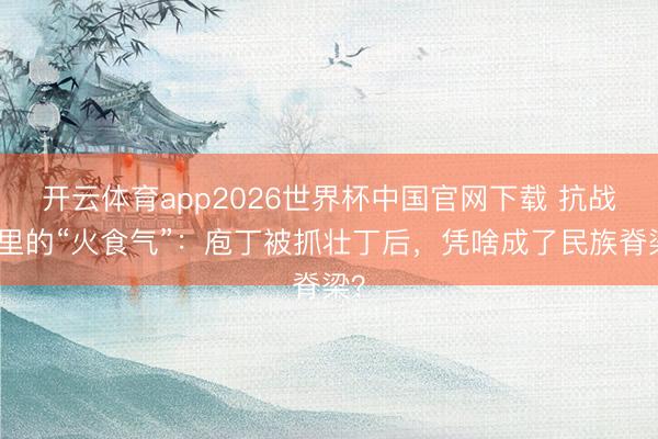 开云体育app2026世界杯中国官网下载 抗战剧里的“火食气”：庖丁被抓壮丁后，凭啥成了民族脊梁？