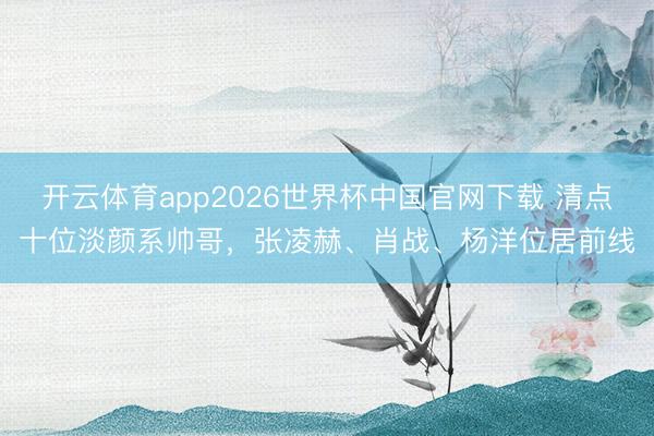 开云体育app2026世界杯中国官网下载 清点十位淡颜系帅哥，张凌赫、肖战、杨洋位居前线