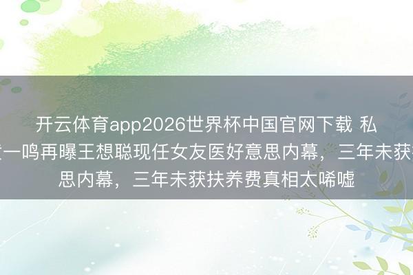 开云体育app2026世界杯中国官网下载 私生女风云未平！黄一鸣再曝王想聪现任女友医好意思内幕，三年未获扶养费真相太唏嘘