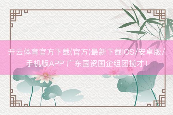 开云体育官方下载(官方)最新下载IOS/安卓版/手机版APP 广东国资国企组团揽才！